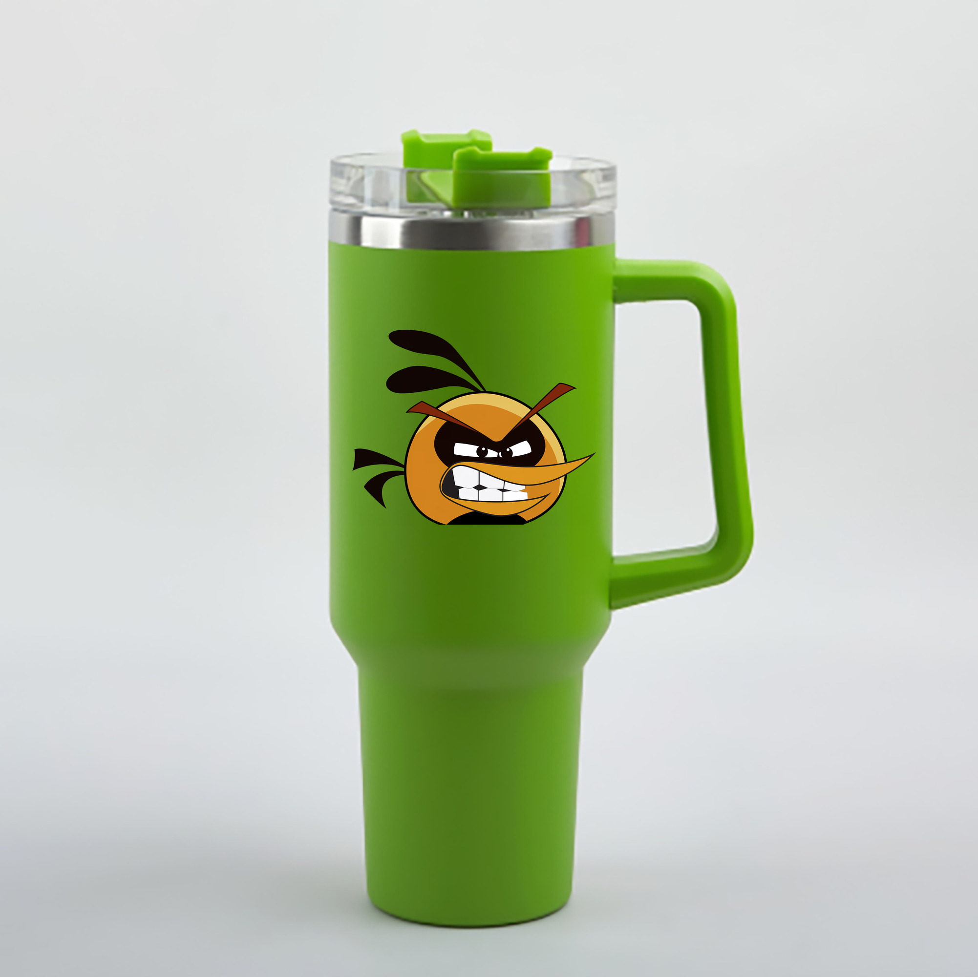 （画像用） Angry Birds アングリーバード 1200mL車用タンブラー - クリスタルステッカー（プラスチックストロー付き）